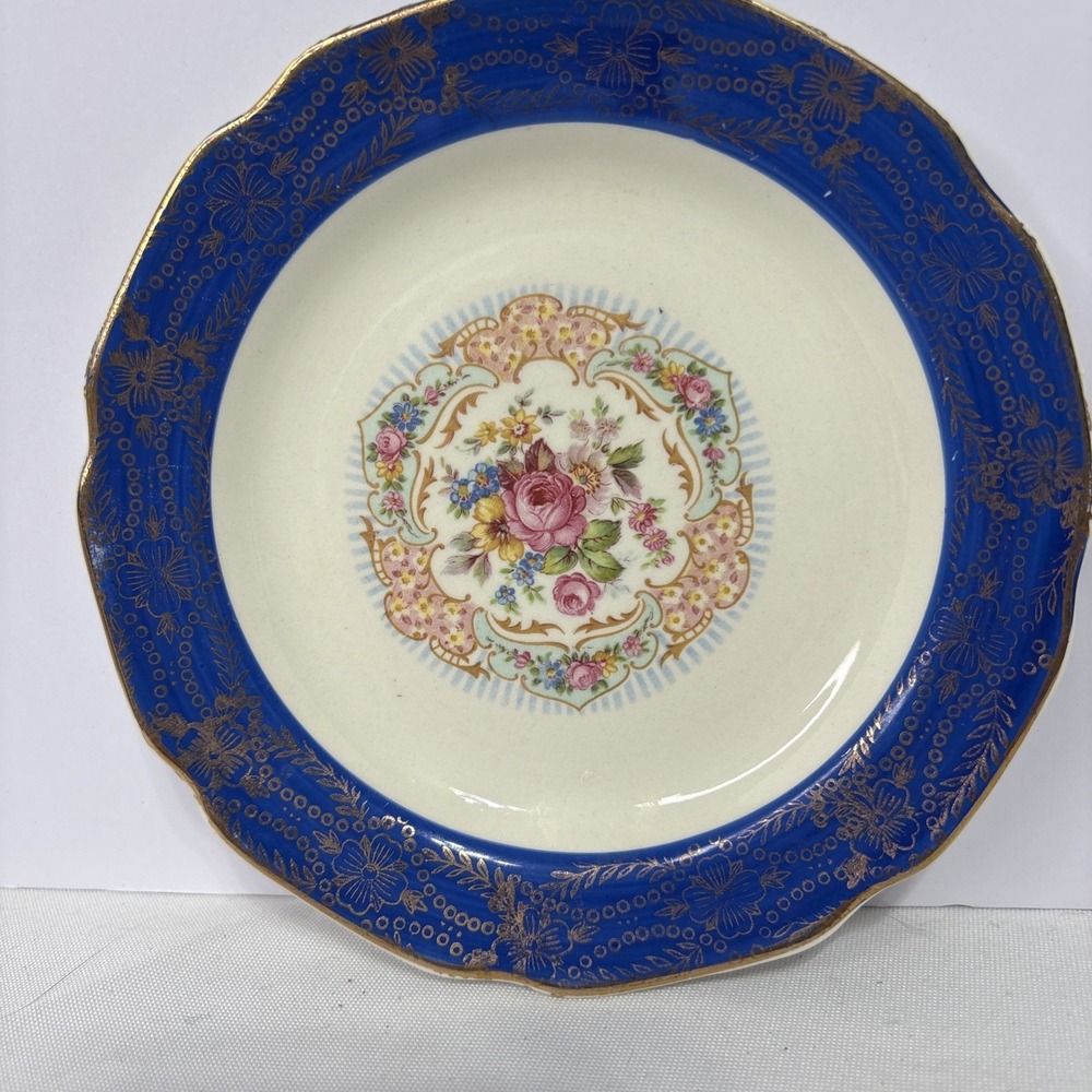 Stetson China Madam Du Barry‎ Royal Blue Plate 22k Gold Trim Vintage USA